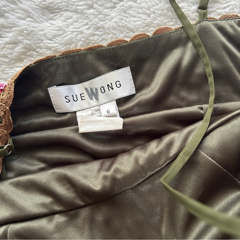 Vintage green embroidered Sue Wong formal mini dress - Picture 6 of 7